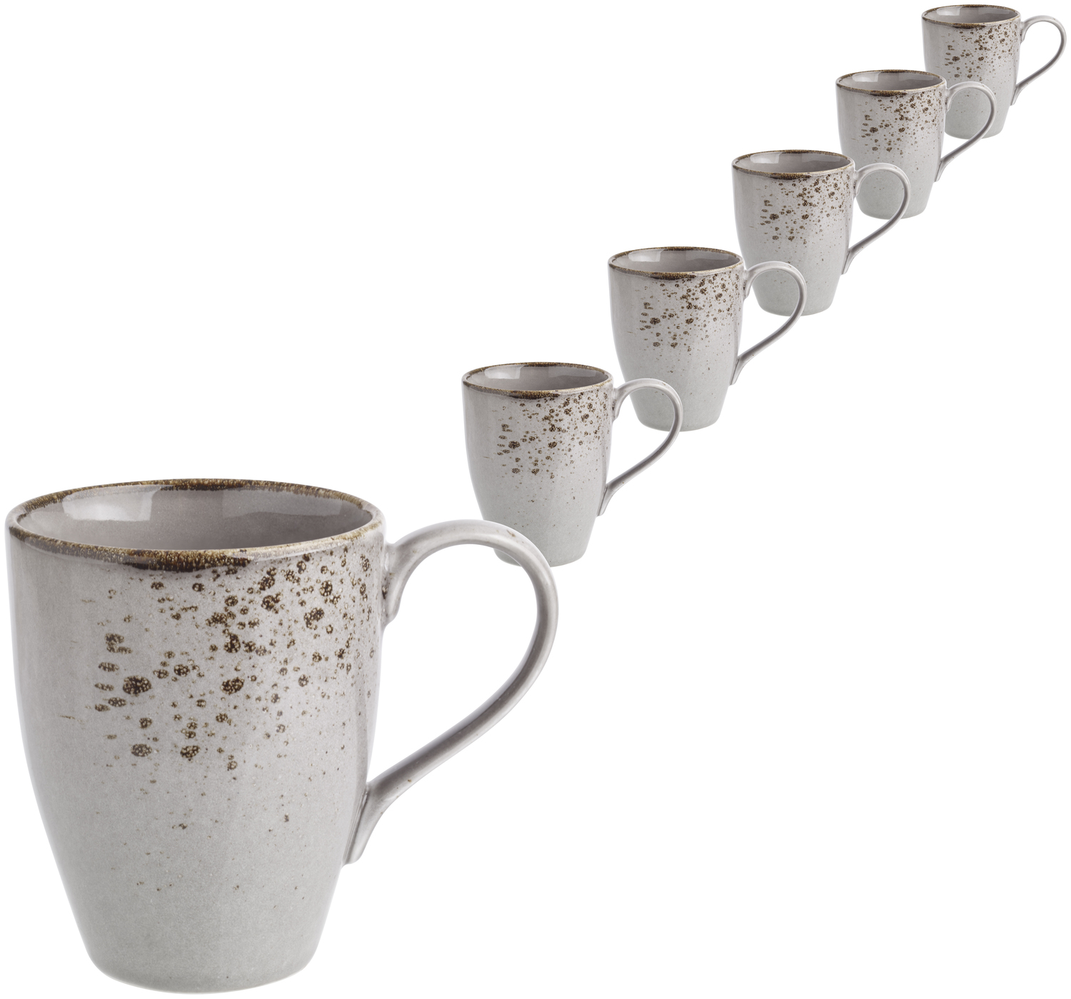 VEGA Palana Standard Coffee Mug, 300 ml, 85 x 105 mm Stoneware, Grey Speckled Finish, Hand-Painted Irregular Edges, Dishwasher and Microwave Safe