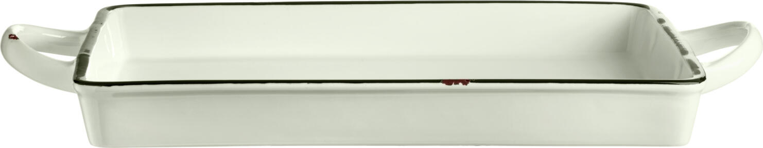 VEGA Liron Porcelain Serving Platter, Rectangular, Retro Cream White with Black Rim, Dishwasher and Microwave Safe