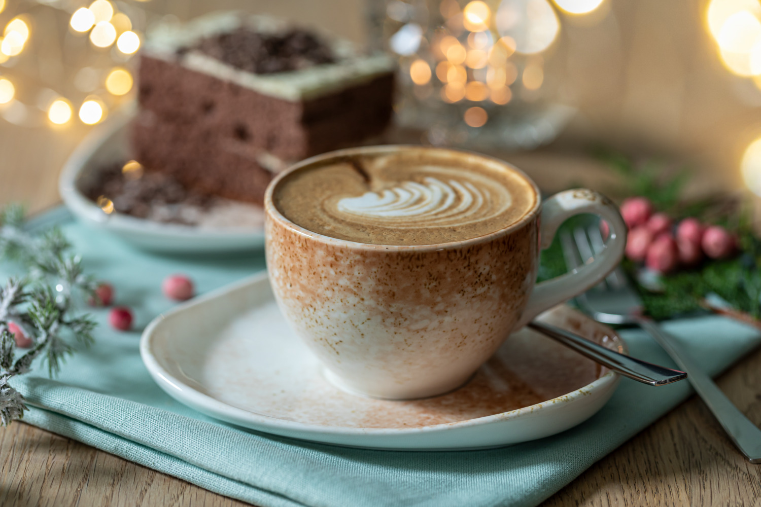 Vega Lusini Purio Organic Shaped Porcelain Coffee Mug Saucers, White/Brown, Dishwasher and Microwave Safe, 15.5 x 14 x 2.3 cm