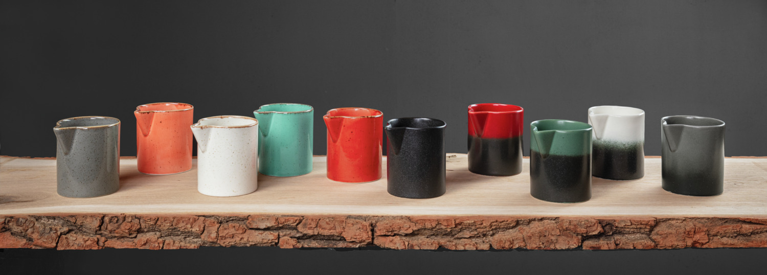 VEGA Etana Milk and Sauce Jug, 200ml Colored Porcelain, Hand-Painted Unique Design, Dishwasher and Microwave Safe, Red