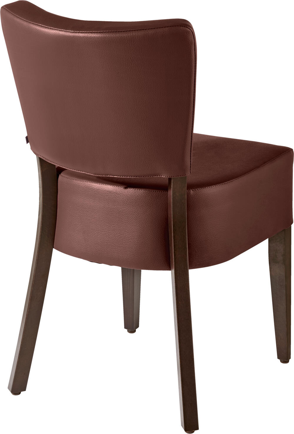 PULSIVA Prestige Upholstered Chair, Solid Beech Wood Frame, Fire Retardant Imitation Leather, Brown Seat, Walnut Base, 45x50x82 cm