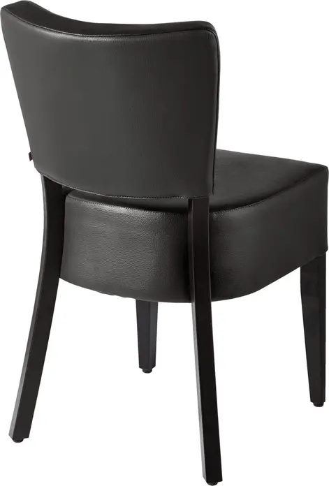 PULSIVA Prestige Upholstered Chair, Solid Beech Wood Frame, Imitation Leather Cover, Black and Walnut, 45x50x82 cm, Fire Retardant, Set of 2