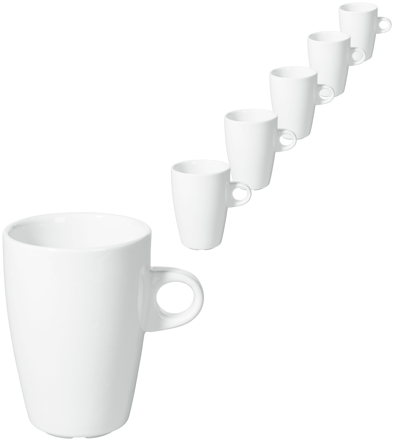 VEGA Bistro Porcelain Coffee and Cappuccino Cup, 250 ml, White, Slim Tall Round Shape, Dishwasher and Microwave Safe