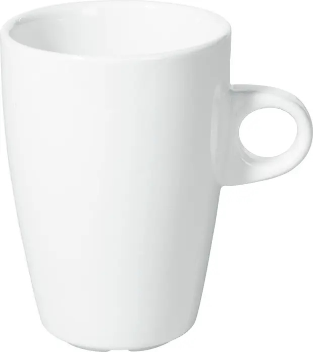VEGA Bistro Porcelain Coffee and Cappuccino Cup, 250 ml, White, Slim Tall Round Shape, Dishwasher and Microwave Safe