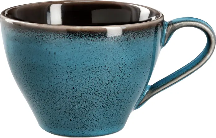 LUSINI Oriento Stoneware Coffee Cup, Blue, Unique Speckled Design with Irregular Edges, Microwave and Dishwasher Safe, 240ml, 68mm Height