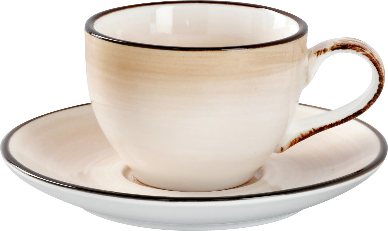VEGA Limaro Espresso Cup, 90ml Brown Porcelain Coffee Cup with Snail Spiral Design and Colored Rim, Hand-Painted, Microwave and Dishwasher Safe