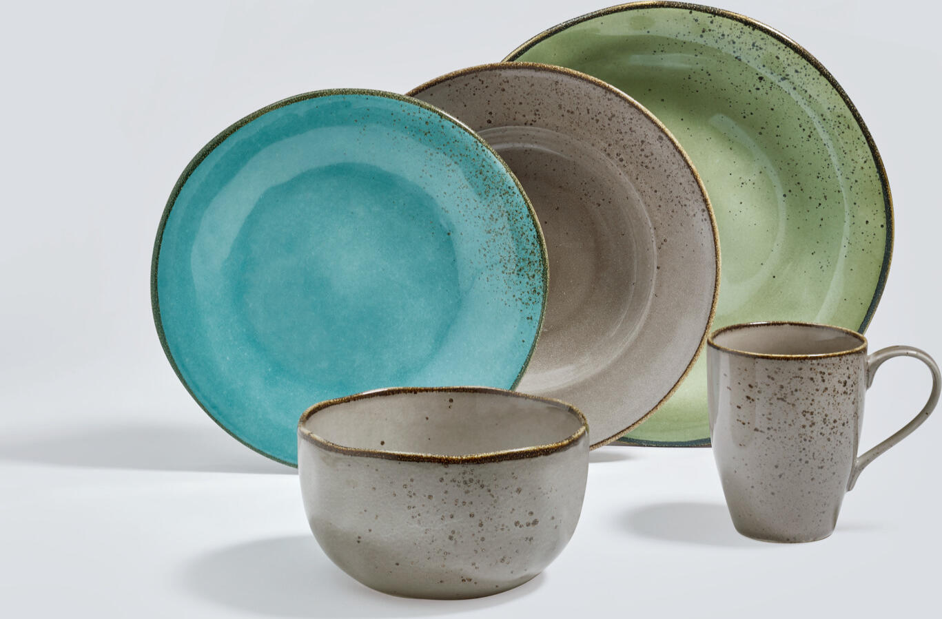 VEGA Palana Coffee Mug, 300 ml Stoneware, Turquoise, 85 x 105 mm, Hand-Painted Irregular Edges, Dishwasher and Microwave Safe