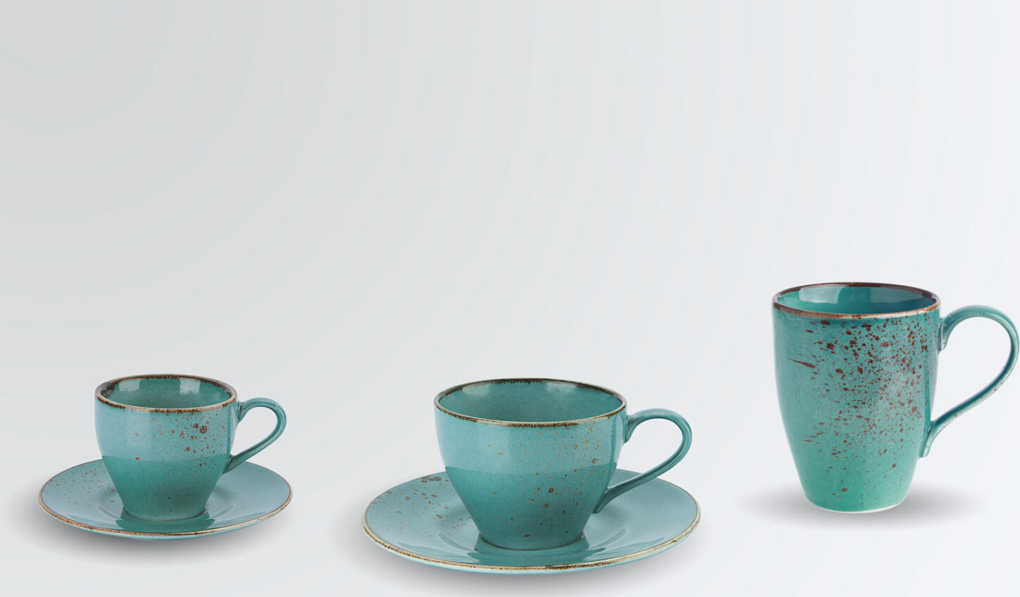 VEGA Palana Coffee Mug, 300 ml Stoneware, Turquoise, 85 x 105 mm, Hand-Painted Irregular Edges, Dishwasher and Microwave Safe