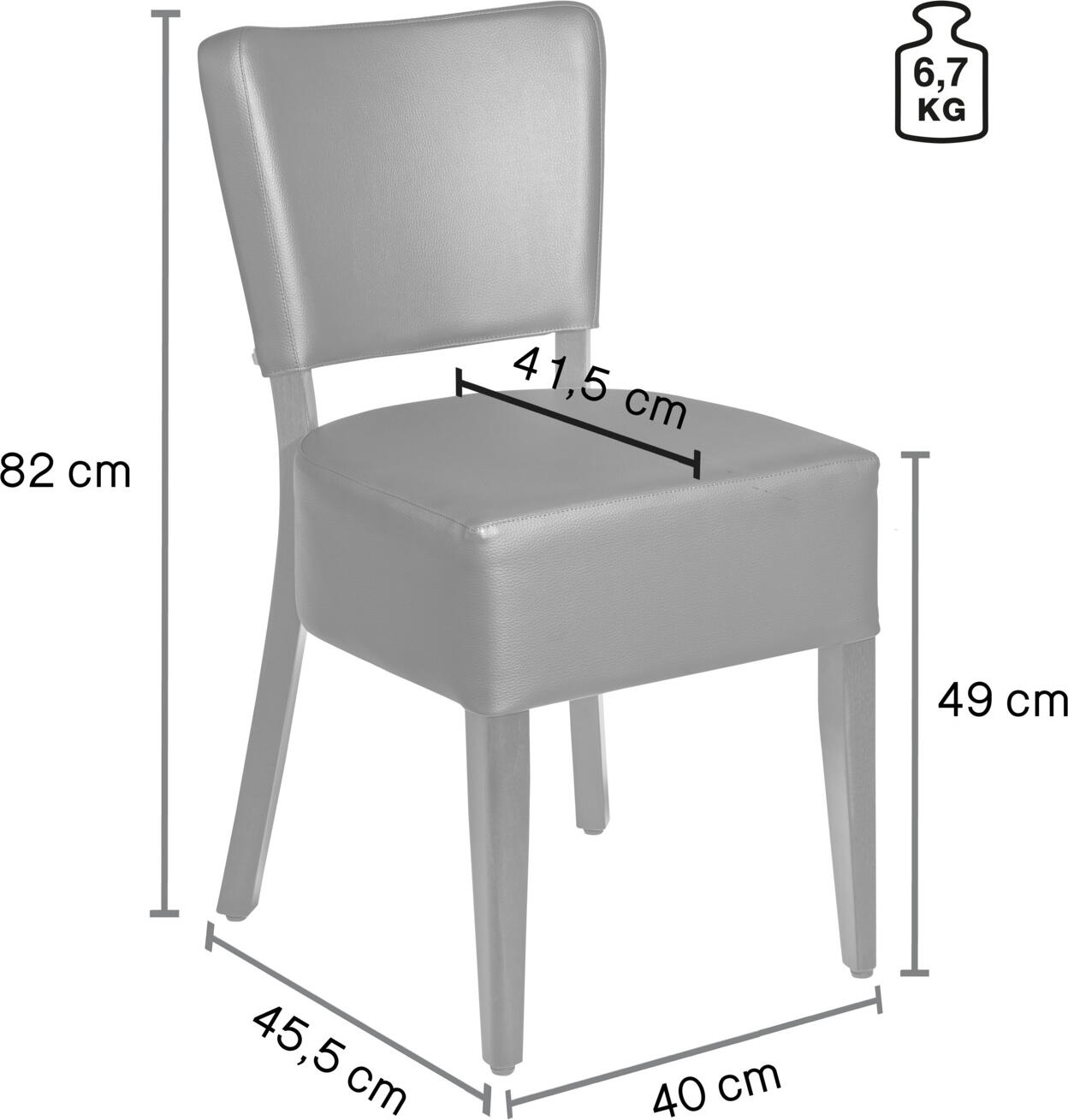 PULSIVA Prestige Upholstered Chair, Solid Beech Wood Frame, Imitation Leather Cover, Bordeaux and Walnut, Fire Retardant, 45x50x82 cm