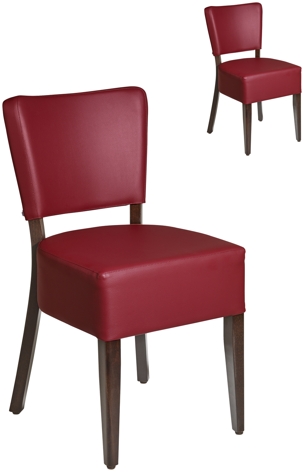 PULSIVA Prestige Upholstered Chair, Solid Beech Wood Frame, Imitation Leather Cover, Bordeaux and Walnut, Fire Retardant, 45x50x82 cm