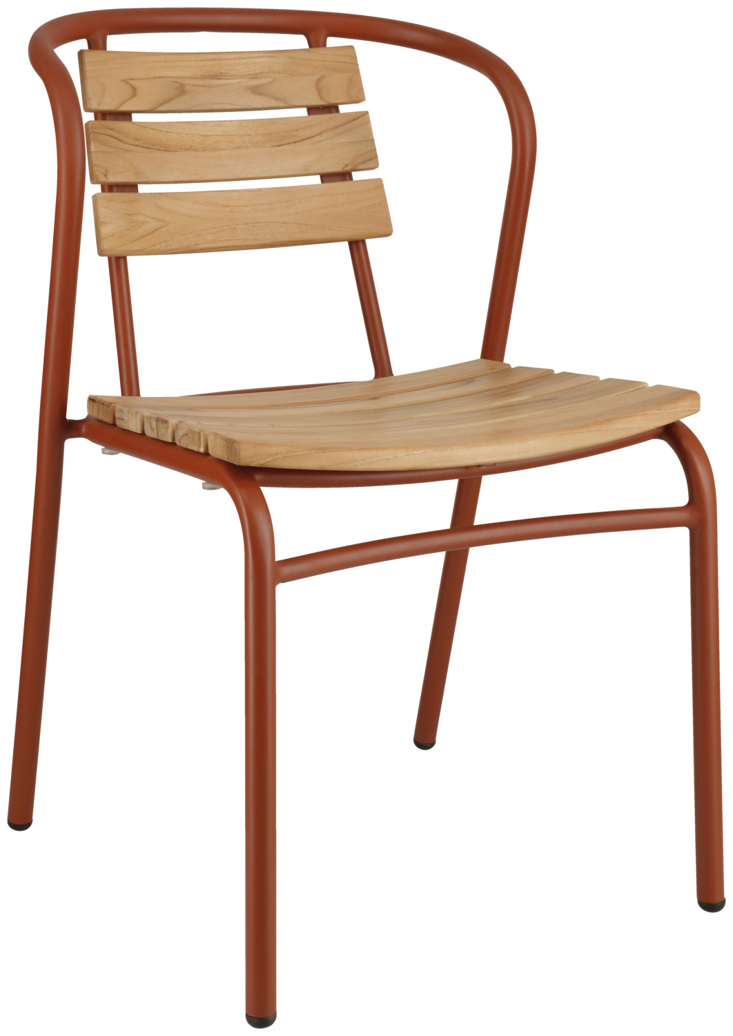 VEGA LUSINI Solutions GmbH Outdoor teak chair Zolia Outdoor-Teakstuhl Zolia Outdoor teak chair Zolia; 51x50x82 cm (WxDxH); seat brown, base russet; 2 piece / pack Outdoor-Teakstuhl Zolia; 51x50x82 cm (BxTxH); Sitz braun, Gestell rostbraun; 2 Stück / Pack This high-quality outdoor chair for the hospitality industry combines a robust aluminium frame with elegant teak slats on the seat and backrest. An ideal choice for restaurants, cafés, hotels and bars that want to furnish their terraces and outdoor areas with style and durability. Thanks to the high-quality materials, the chair is weatherproof, UV-resistant and suitable for both indoor and outdoor use. Thanks to the plastic glides, the chair can be moved quietly and is also gentle on sensitive floor surfaces. The chair is delivered assembled so that it is ready for immediate use - ideal for the fast-paced everyday catering business. Perfect for combining with our matching catering tables, which you can order at the same time. **Teak care instructions - ideal for professional outdoor use** Our teak slats are made from high-quality, untreated teak, which retains its natural quality even when exposed to frequent weathering - ideal for patios and outdoor areas with heavy use. We recommend allowing the furniture to weather naturally, which will create the characteristic, elegant silver-grey teak patina over time. All you need for regular cleaning is warm water and a soft brush - simple, hygienic and ideal for everyday catering use. If you want to preserve the warm, original wood colour, you can treat the teak once or twice a year with special teak oil (clean thoroughly beforehand). * Robust outdoor catering chair made of aluminium & teak * Weatherproof & UV-resistant - ideal for terraces, beer gardens & outdoor lounges * Teak slats for a natural look & long-lasting quality * With plastic glides - floor-friendly & low-noise * Delivered assembled - ready for immediate use * Order matching Zolia tables directly * Easy to clean & ideal for professional use Stylish, durable and suitable for catering - the perfect patio chair for demanding outdoor areas. Dieser hochwertige Outdoorstuhl für die Gastronomie kombiniert ein robustes Aluminiumgestell mit eleganten Teakholzlatten an Sitz- und Rückenfläche. Eine ideale Wahl für Restaurants, Cafés, Hotels und Bars, die ihre Terrassen und Außenbereiche stilvoll und langlebig ausstatten möchten. Durch die hochwertigen Materialien ist der Stuhl wetterfest, UV-beständig und sowohl für den Außen- als auch Innenbereich geeignet. Dank der Kunststoffgleiter lässt sich der Stuhl geräuscharm verschieben und schont gleichzeitig empfindliche Bodenflächen. Die Lieferung erfolgt montiert, sodass der Stuhl direkt einsatzbereit ist – ideal für den schnellen Gastroalltag. Perfekt kombinierbar mit unseren passenden Gastro-Tischen, die Sie direkt mitbestellen können. **Pflegehinweis für Teakholz – ideal für den professionellen Outdoor-Einsatz** Unsere Teakholzlatten bestehen aus hochwertigem, unbehandeltem Teak, das auch bei häufigen Witterungseinflüssen seine natürliche Qualität behält – ideal für Terrassen und Außenbereiche mit hoher Nutzung. Wir empfehlen, die Möbel natürlich verwittern zu lassen, wodurch mit der Zeit die charakteristische, edle silbergraue Teak-Patina entsteht. Zur regelmäßigen Reinigung genügen warmes Wasser und eine weiche Bürste – einfach, hygienisch und optimal für den Gastroalltag. Wer die warme, ursprüngliche Holzfarbe erhalten möchte, kann das Teakholz ein- bis zweimal jährlich mit speziellem Teaköl behandeln (vorher gründlich reinigen). Outdoor-Stuhl Zolia auf einen Blick: * robuster Gastro-Outdoorstuhl aus Aluminium & Teakholz * wetterfest & UV-beständig – ideal für Terrassen, Biergärten & Outdoor-Lounges * Teaklatten für natürliche Optik & langlebige Qualität * mit Kunststoffgleitern – bodenschonend & geräuscharm * Stapelbar - bis zu 5 Stück * Stapelschutz aus Kunststoff verhindert Kratzer * Lieferung erfolgt montiert – sofort einsetzbar * passende Tische Zolia direkt mitbestellen Der Teakholzstuhl ist FSC™-zertifiziert. LUSINI ist davon überzeugt, dass Wälder für unsere Zukunft unverzichtbar sind. Deshalb setzen wir uns für FSC™-zertifizierte Produkte ein (FSC™ N003150). So können wir Ihnen helfen, bessere Kaufentscheidungen zum Wohle unserer Wälder zu treffen. www.fsc.org