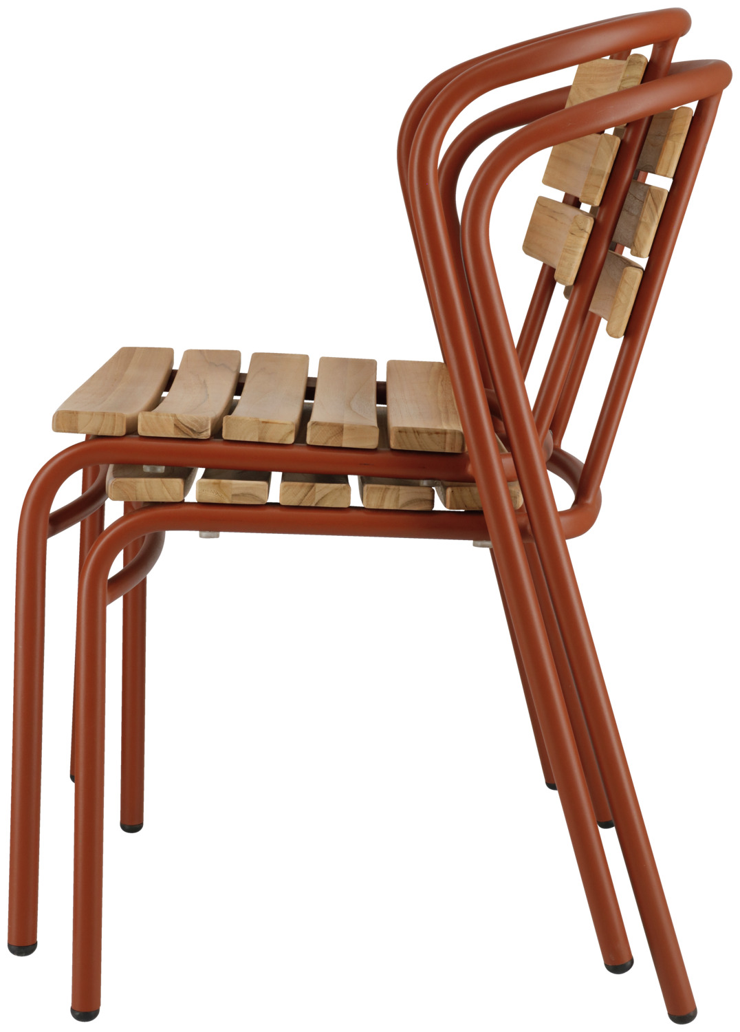 VEGA LUSINI Zoli Outdoor Teak Chair, Russet Base, Aluminium Frame, Untreated Teak Slats, Stackable, Weatherproof and UV-resistant, 51x50x82 cm