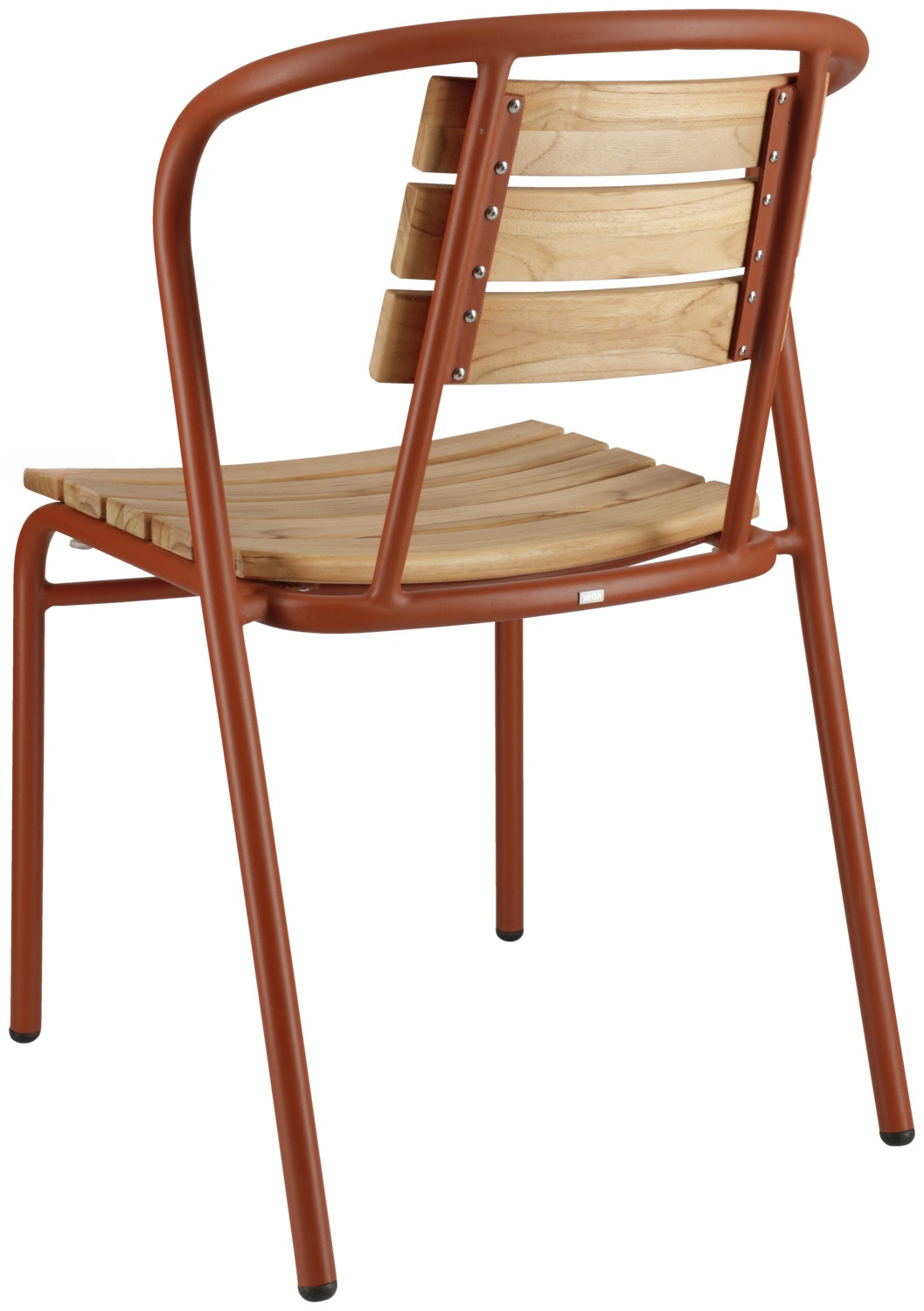 VEGA LUSINI Zoli Outdoor Teak Chair, Russet Base, Aluminium Frame, Untreated Teak Slats, Stackable, Weatherproof and UV-resistant, 51x50x82 cm
