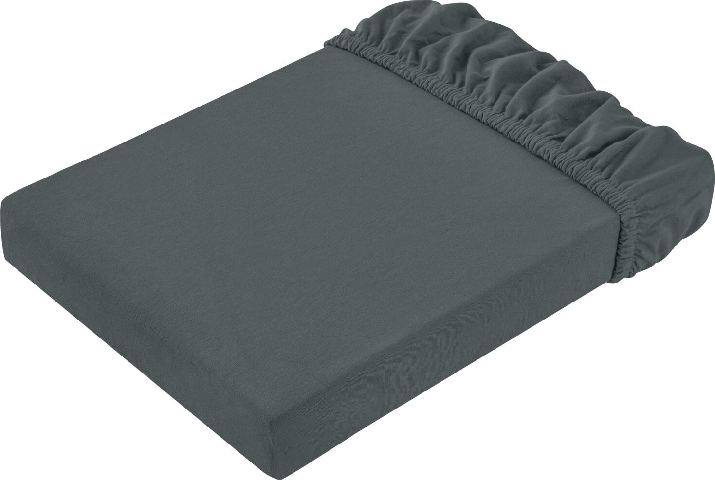 ERWIN M. LUSINI Solutions GmbH Topper fitted sheet Vancouver Topper-Spannbettlaken Vancouver Topper fitted sheet Vancouver; 90-100x200 cm (WxL); anthracite Topper-Spannbettlaken Vancouver; 90-100x200 cm (BxL); anthrazit 97% cotton, 3% spandex. Weight approx. 250 g/m². Luxury class topper fitted sheet. The twisted jersey sheet with a noble sheen and extra soft touch. Has high elasticity and recovery and suitable for toppers up to a height of 5-12 cm. Elastic band sewn in all around ensures a secure hold. Opaque. 97 % Baumwolle, 3 % Elasthan. Gewicht ca. 250 g/m². Topper-Spannbetttuch der Luxusklasse. Das Zwirn-Jerseytuch mit edlem Glanz und extra weichem Griff. Hat eine hohe Elastizität und Rücksprungskraft und für Topper bis zu einer Höhe von 5-12 cm geeignet. Rundum eingenähtes Gummiband sorgt für sicheren Halt. Blickdicht.