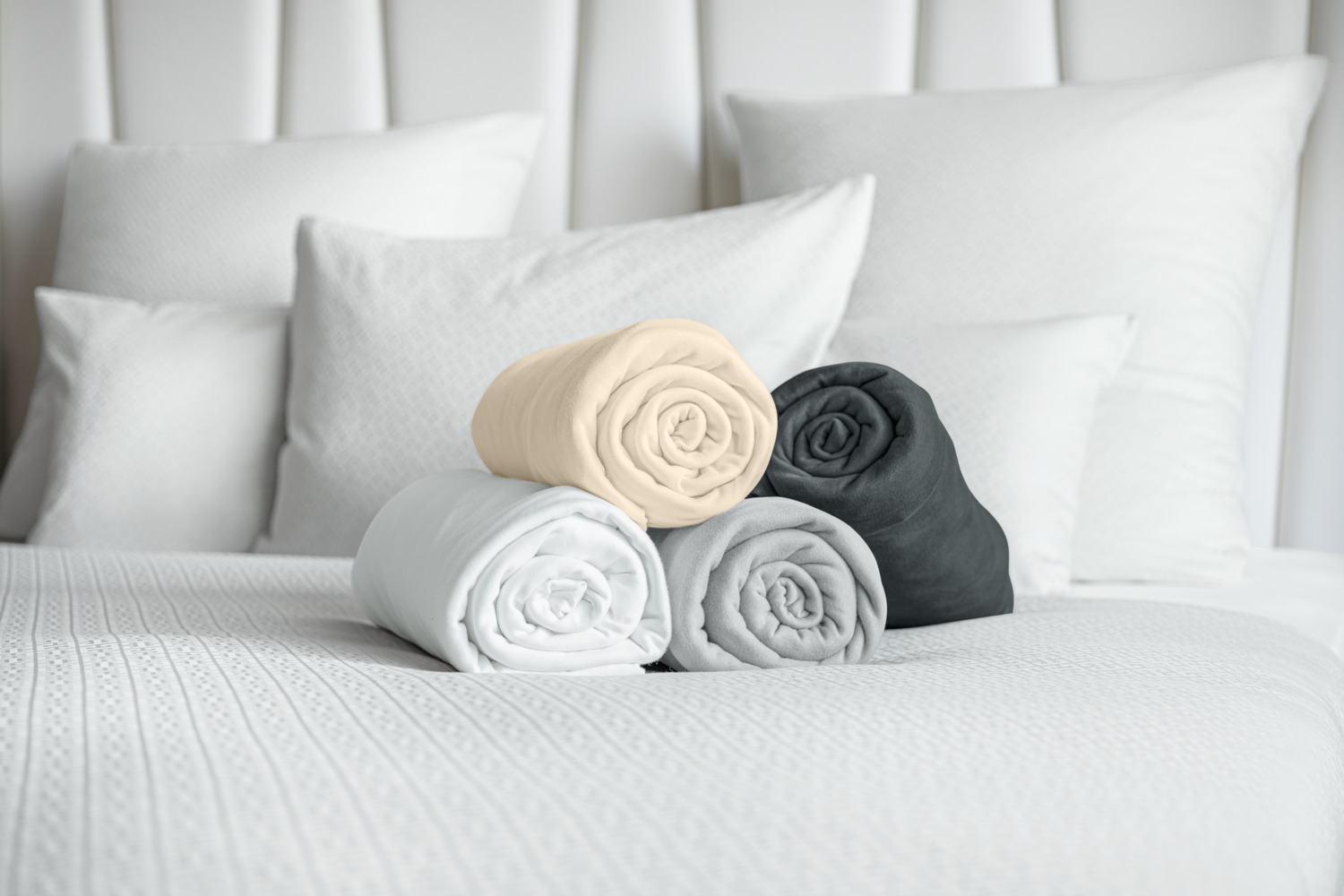 LUSINI Vancouver Luxury Topper Fitted Sheet, Silver, Twisted Jersey Cotton Elastane, Bi-Elastic Form-Stable Fabric, OEKO-TEX Standard 100, Height 5-12 cm