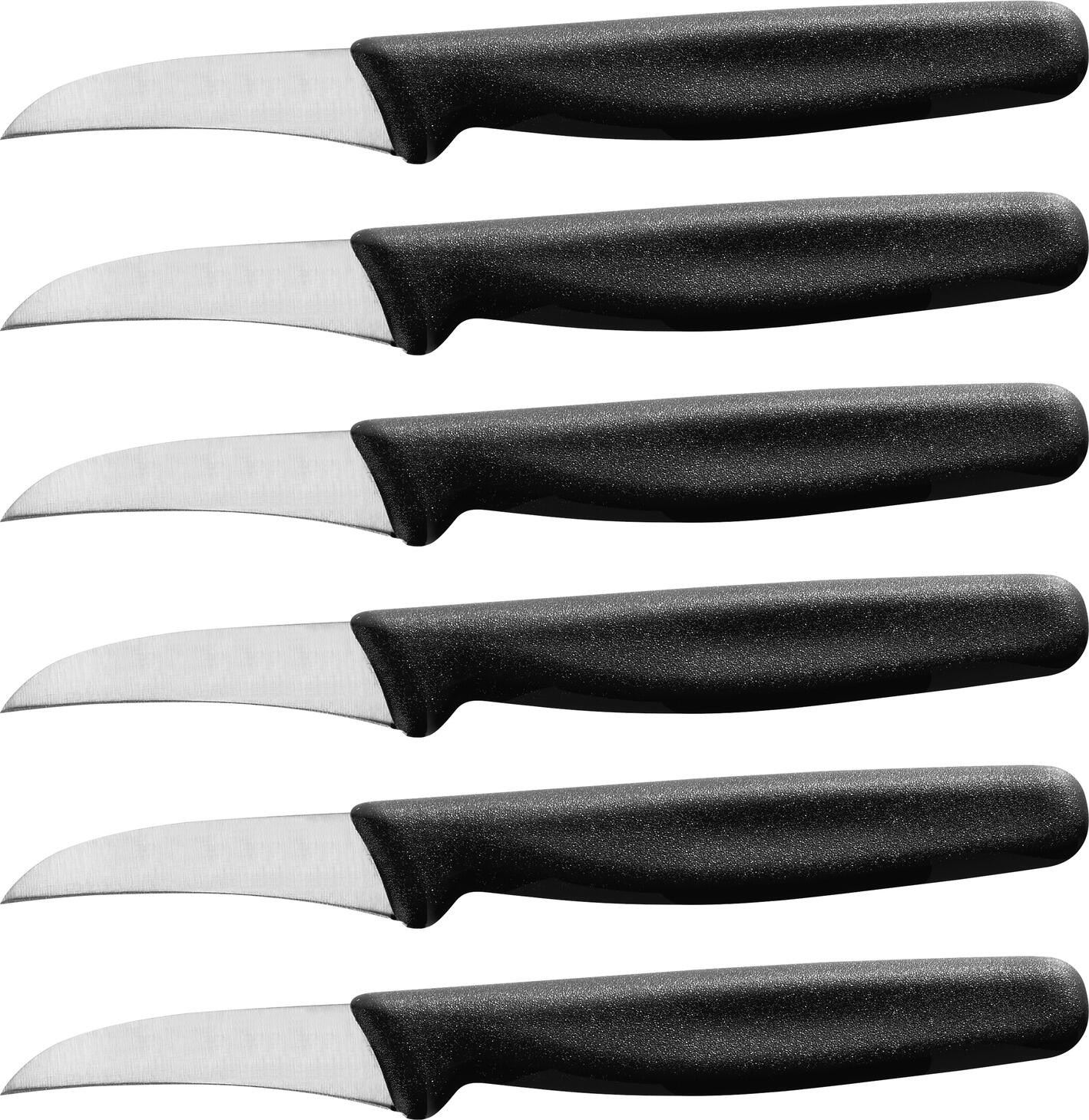 Cutit de decojire Pulsiva Marcata, lama 6 cm din otel X50CrMoV15 crom-molibden-vanadiu, maner ergonomic negru, conform HACCP, rezistent la coroziune