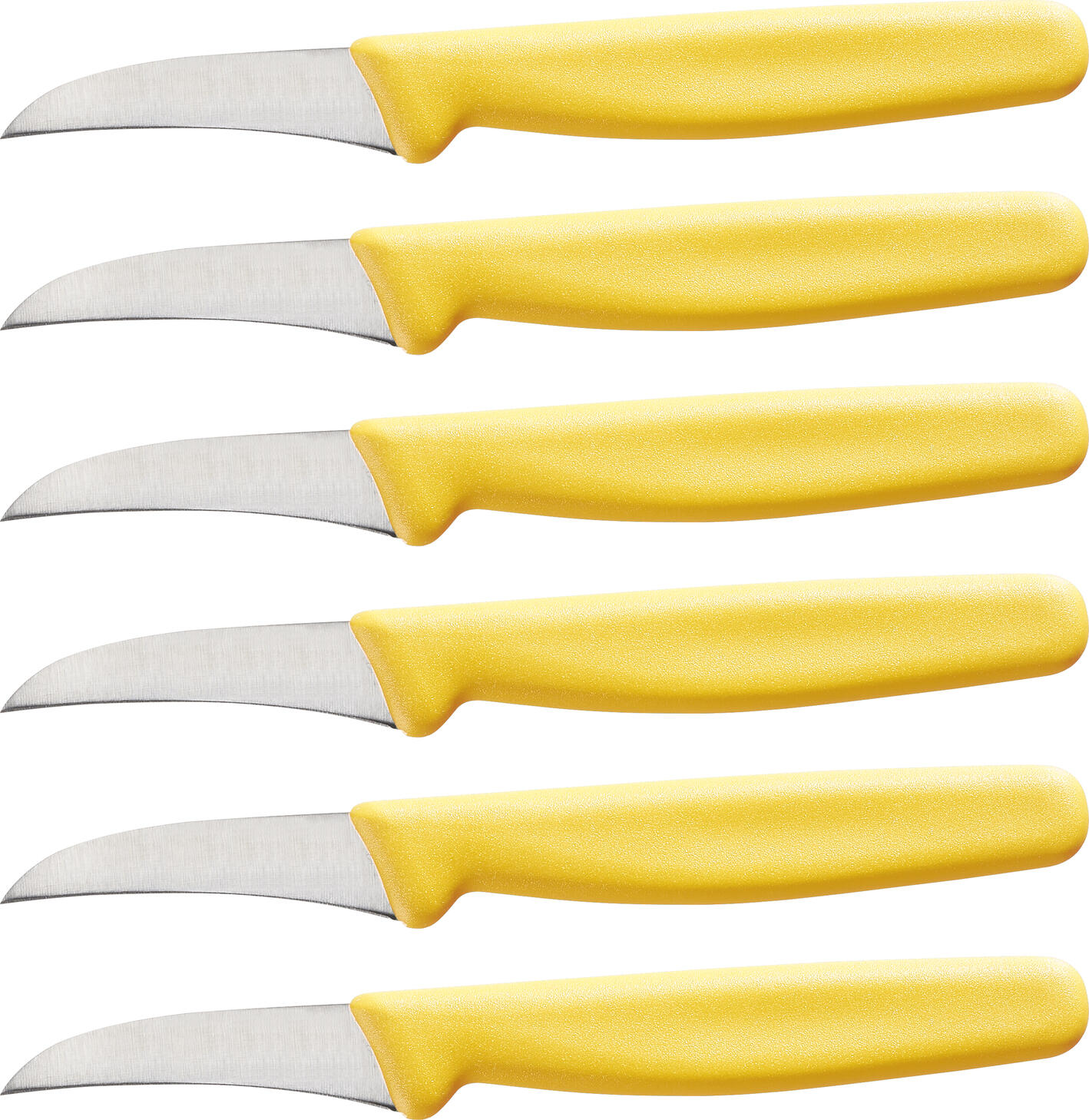 Pulsiva Marcata Professional Peeling Paring Knife, Yellow Handle, X50CrMoV15 Chrome-Molybdenum-Vanadium Steel, 6cm Blade, Ergonomic Handle, HACCP Compliant