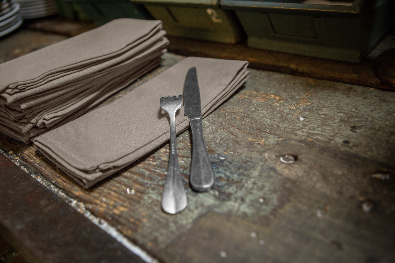 LUSINI Tarina Napkins, 50x50 cm, Cotton-Polyester Blend, Canvas Used-Look Fabric, OEKO-TEX Standard 100 Certified, Taupe