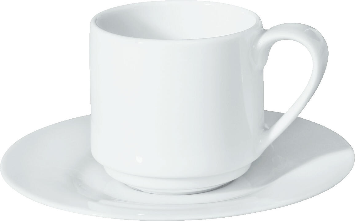 VEGA Pallais Espresso Saucer, White Porcelain, 12 cm Diameter, 3.5 cm Mirror Diameter, Round, Dishwasher and Microwave Safe