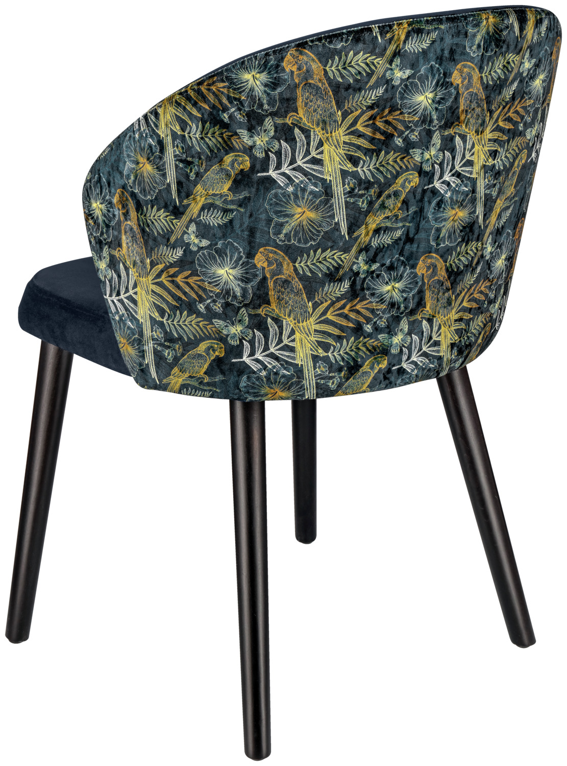 VEGA Floral Flame-Retardant Fabric by the Meter, 100% Polyester, 140 cm Width, 310 g/m², 100,000 Martindale, Blue Floral Pattern with Parrots and Butterflies