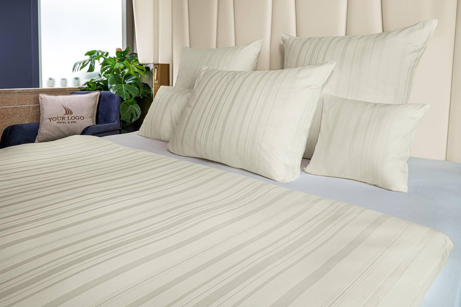ERWIN M. LUSINI St. Petersburg Satin Bed Sheet 180x290 cm, Cotton-Polyester Blend, Sanitized Hygiene Function, OEKO-TEX Standard 100, Vanilla
