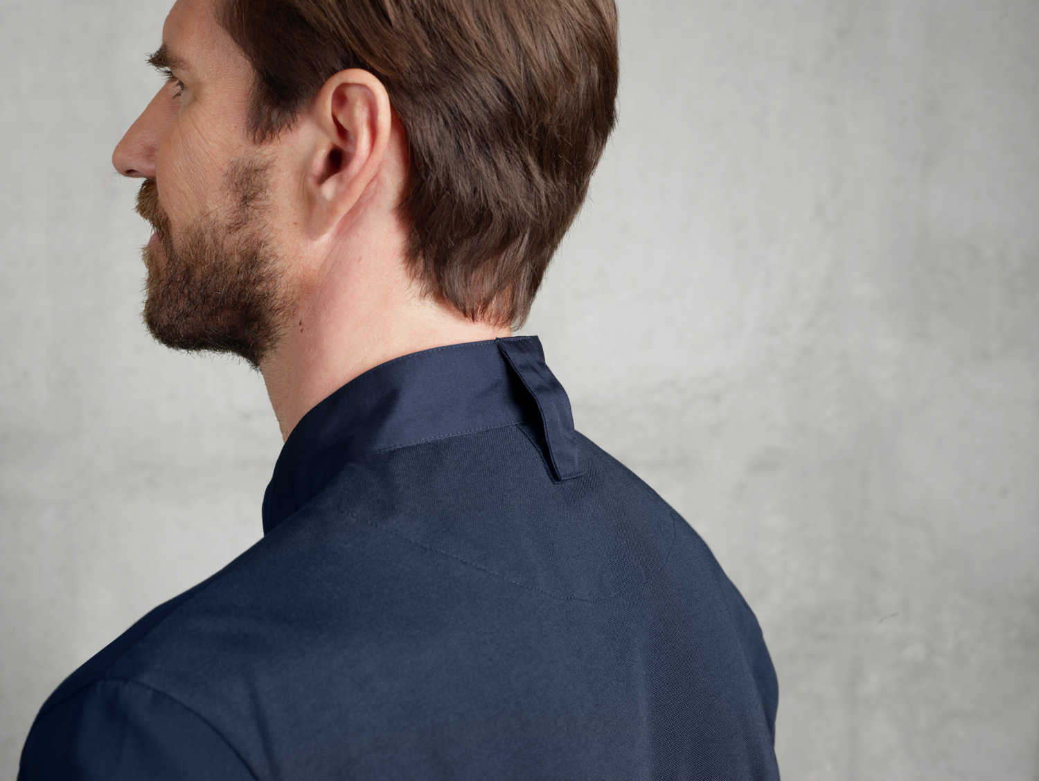 Jacket de Bucatar Jobeline Marco pentru Barbati, Maneca Lunga, Poliester-Bumbac Pique, Spate Respirabil, nasturi tip Press, Navy, OEKO-TEX Standard 100