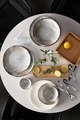 Boluri conice mici de porcelana VEGA Gironia, finisaj cu imprimare digitala, 220ml, diametru 11.5cm, culoare Taupe Brown, rezistente la lavabila si cuptor cu microunde