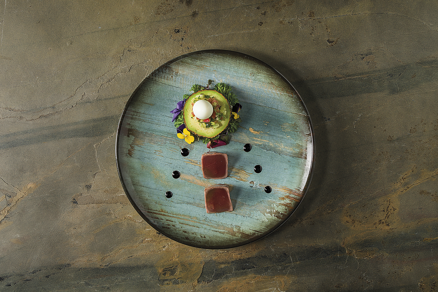 Bonna Madera Professional Porcelain Flat Plate 21 cm Round Vintage Wood-Look Scratch Resistant Dishwasher Microwave Oven Safe
