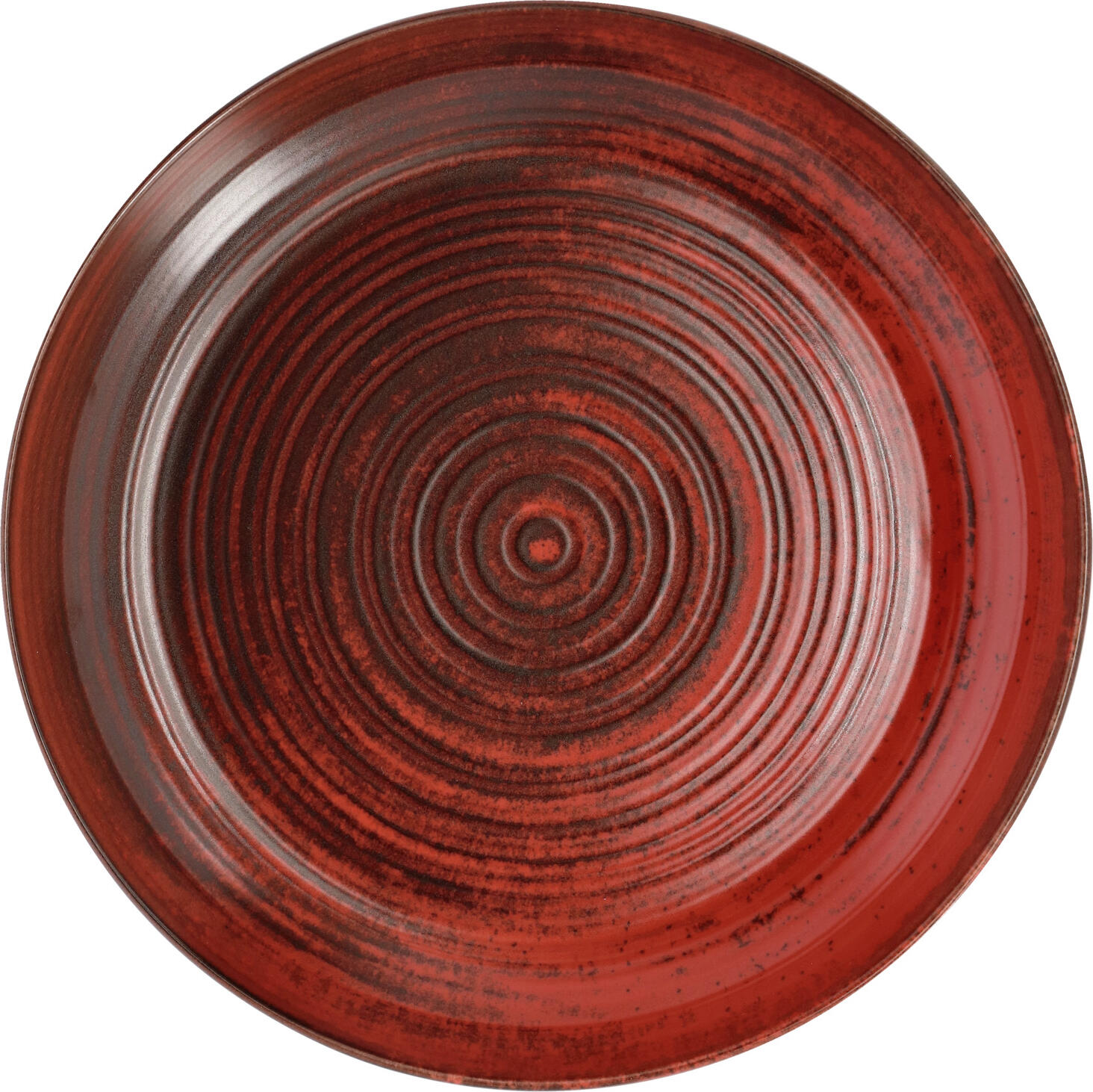 VEGA Etana Deep Plate, 26 cm Round Porcelain Dinnerware, Matt Red, 1200 ml Capacity, Dishwasher and Microwave Safe, Concentric Ring Design
