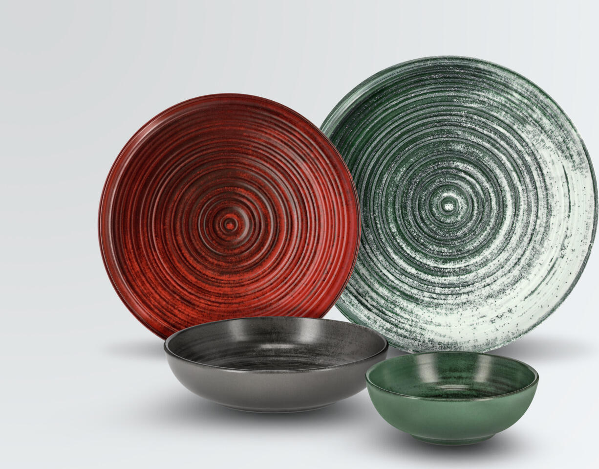 VEGA Etana Deep Plate, Green Matt Porcelain, 22 cm Diameter, 700 ml Volume, Dishwasher and Microwave Safe, Round Rimless Design
