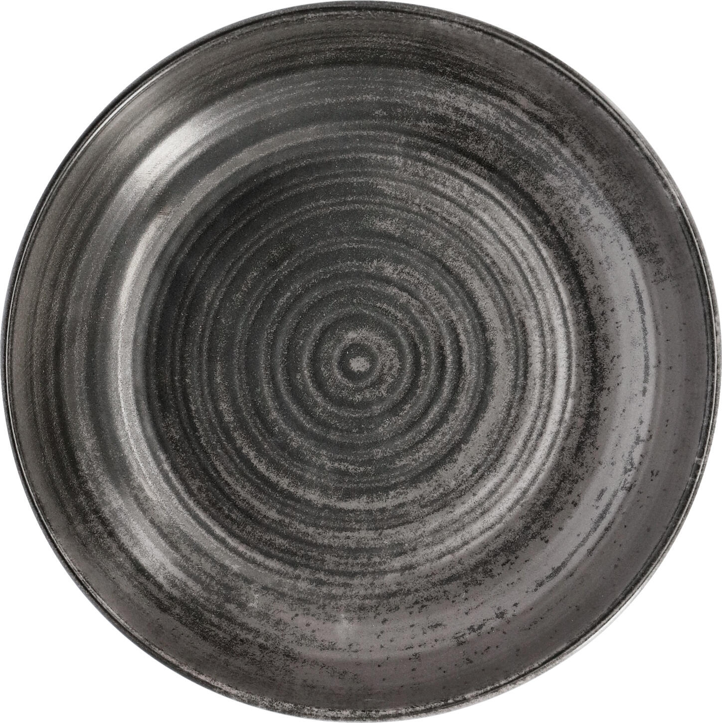 VEGA Etana Deep Plate, Grey Matt Glazed Porcelain, Rimless Round Design, 17 cm Diameter, 400 ml Volume