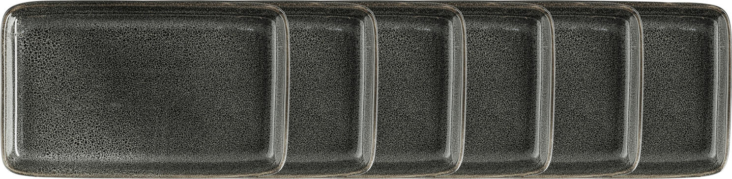 VEGA Nano Rectangular Serving Platter, Black Reactive Glaze Stoneware, Irregular Edges, 21 x 13 x 2.1 cm, Dishwasher and Microwave Safe