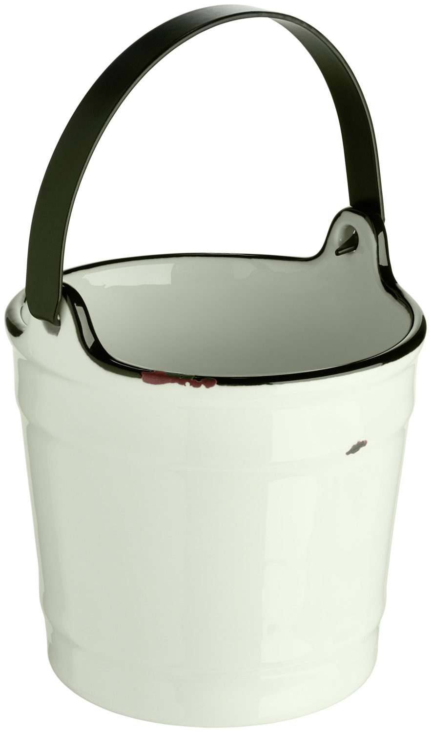 VEGA Liron Porcelain Milk Jug and Sugar Bowl Bucket Set, Retro Cream White with Black Rim, 250ml Jug and 200ml Sugar Bowl with Lid, Dishwasher and Microwave Safe