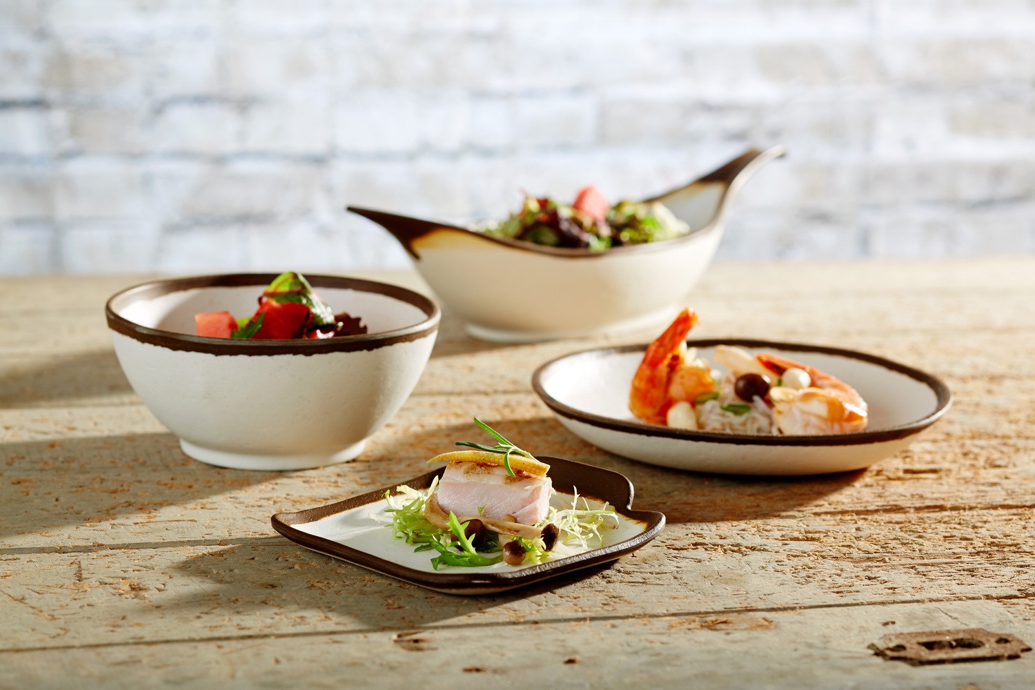 APS CROCKER Melamine Plate 84567, Rectangular Rustic Break-Resistant Dish, Beige/Brown, 14x13x2.5 cm, Dishwasher Safe for Gastronomy and Catering