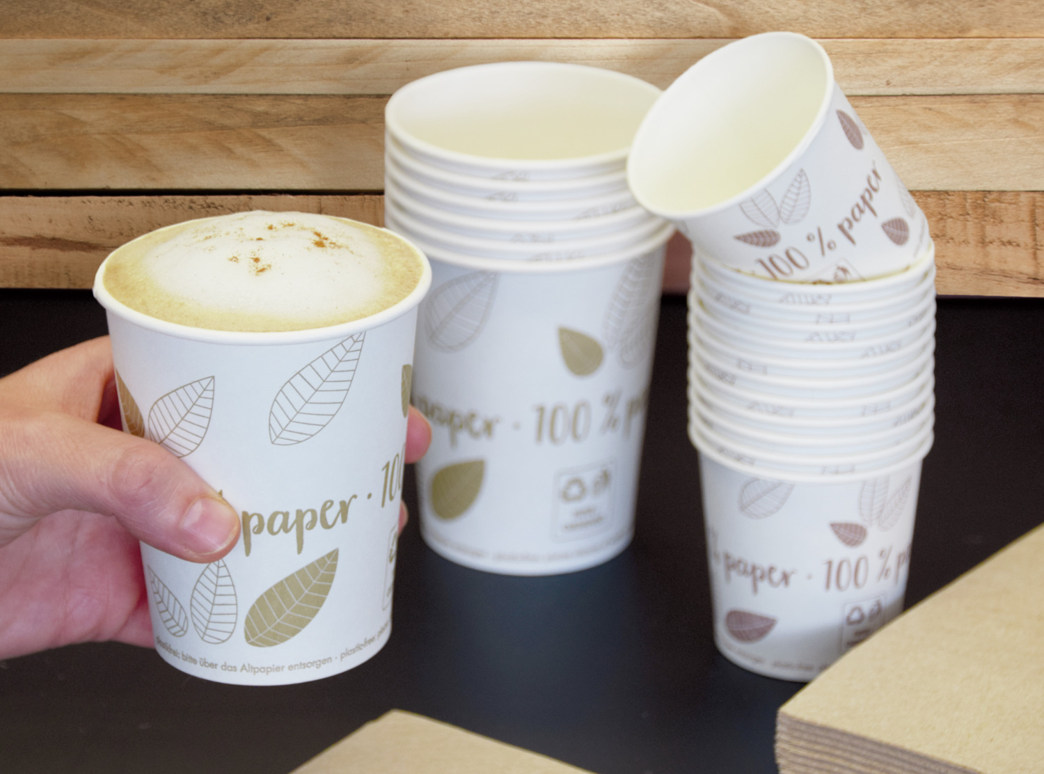 Papstar Pure Disposable Drinking Cups 200ml, FSC Certified Plastic-Free Cardboard, Biodegradable, Cream White, 88234