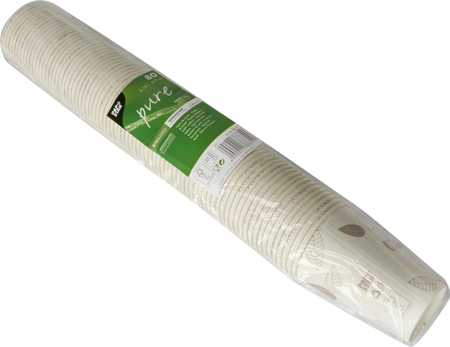 Papstar Pure Disposable Drinking Cups 180ml, FSC Certified Biodegradable Cardboard, Uncoated, Cream White, Hot Beverage Suitable, 88237