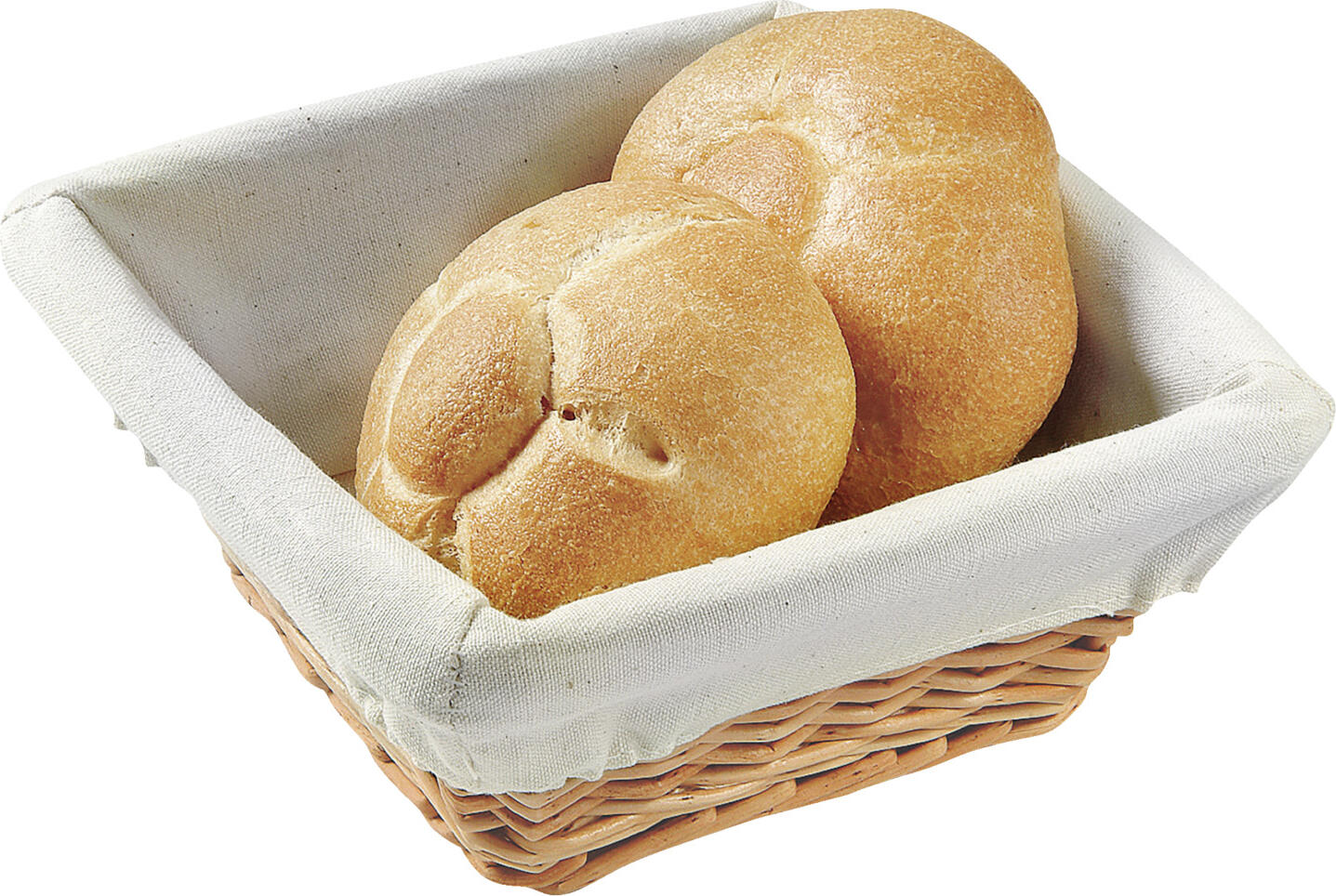 Pulsiva Alegra Square Table Basket, Natural Solid Willow with Removable Washable Cotton Insert, Stackable Food-Safe Storage, 19x19x8 cm