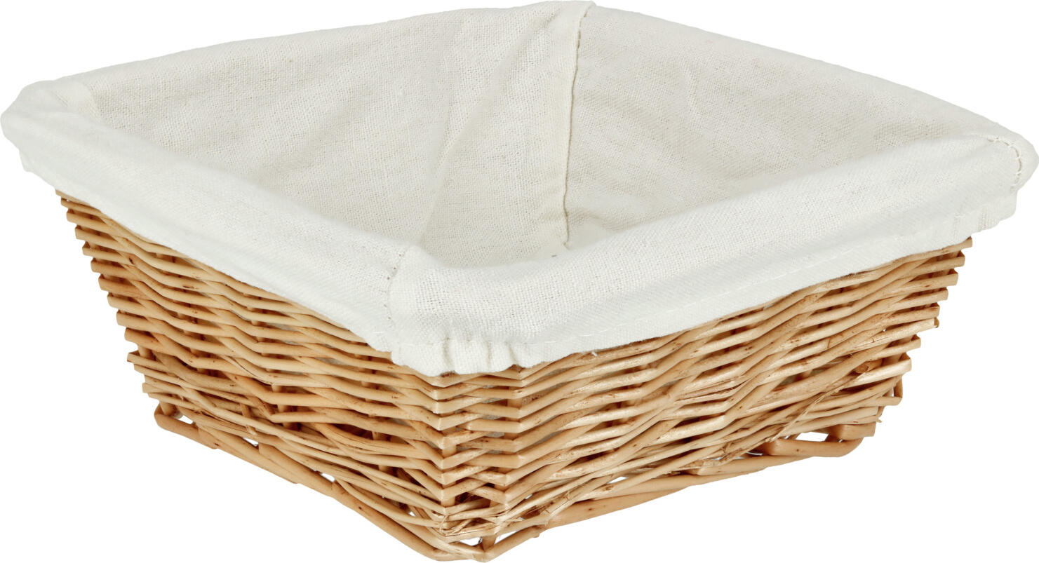 PULSIVA LUSINI Solutions GmbH Table basket Alegra square Tischkorb Alegra quadratisch Table basket Alegra square; 19x19x8 cm (LxWxH); natural; square Tischkorb Alegra quadratisch; 19x19x8 cm (LxBxH); natur; quadratisch High quality basket made of natural solid willow, with removable textile insert made of 100   % cotton. The fabric cover is washable at 30 °C. Stackable. This is a natural product and therefore the dimensions may vary by 2 cm. Hochwertiger Korb aus naturbelassener Vollweide, mit abnehmbarem Textileinsatz aus 100 % Baumwolle. Der Stoffbezug ist bei 30 ° waschbar. Stapelbar. Hierbei handelt es sich um ein Naturprodukt und dadurch können die Maße um 2 cm variieren.