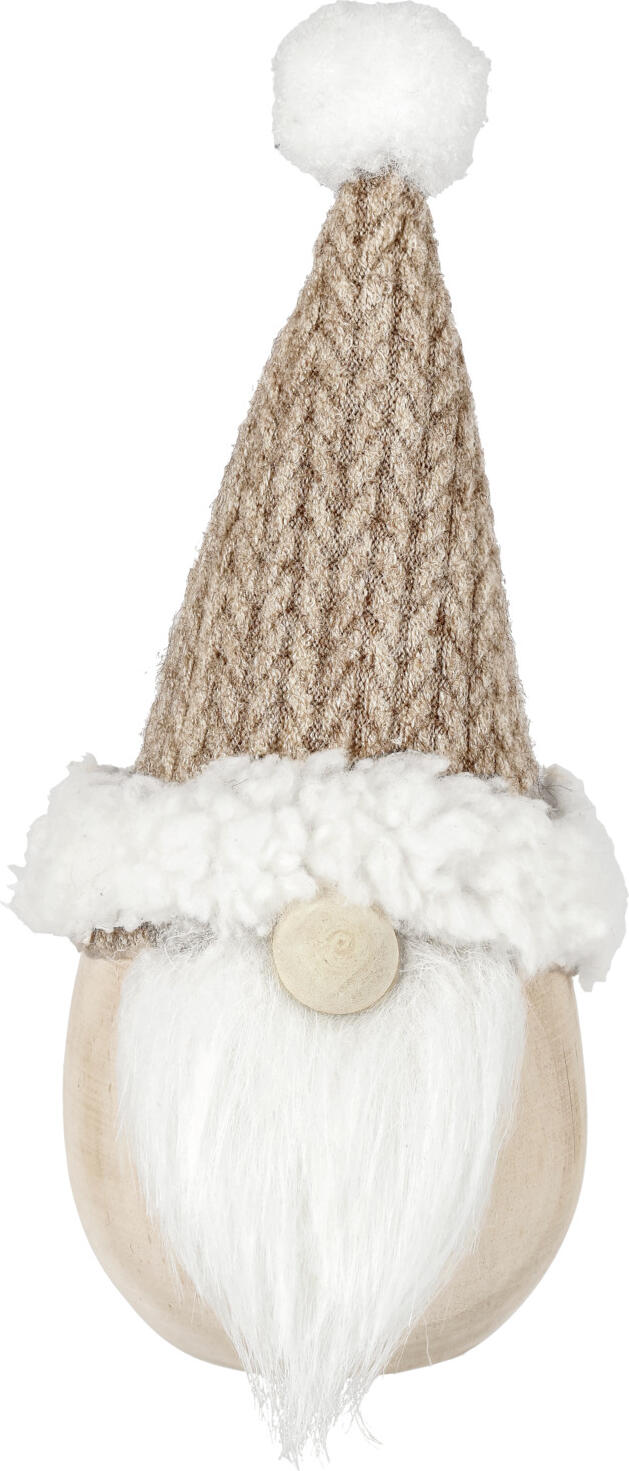 unknown LUSINI Solutions GmbH Gonk decoration Agon Wichtel Agon Gonk decoration Agon; 5.5x5.5x15 cm (LxWxH); beige/white/natural Wichtel Agon; 5.5x5.5x15 cm (LxBxH); beige/weiß/natur Gonk decoration made of wood and textile in a knitted look. Wichtel aus Holz und Textil in Strickoptik.