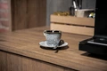 VEGA Nano Espresso Saucers, 12.4 cm Round Black Colored Stoneware with Reactive Glaze and Irregular Edges, Dishwasher and Microwave Safe