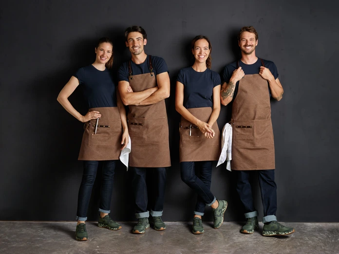 Scurt Jobeline Canvas Model Bib Canvas 88 si Half Apron 50x65, Sand, 88 x 80 cm, 65% Poliester 35% Bumbac, 505 g/m², Chingi Piele, Buzunare Mari, Suport Stilou