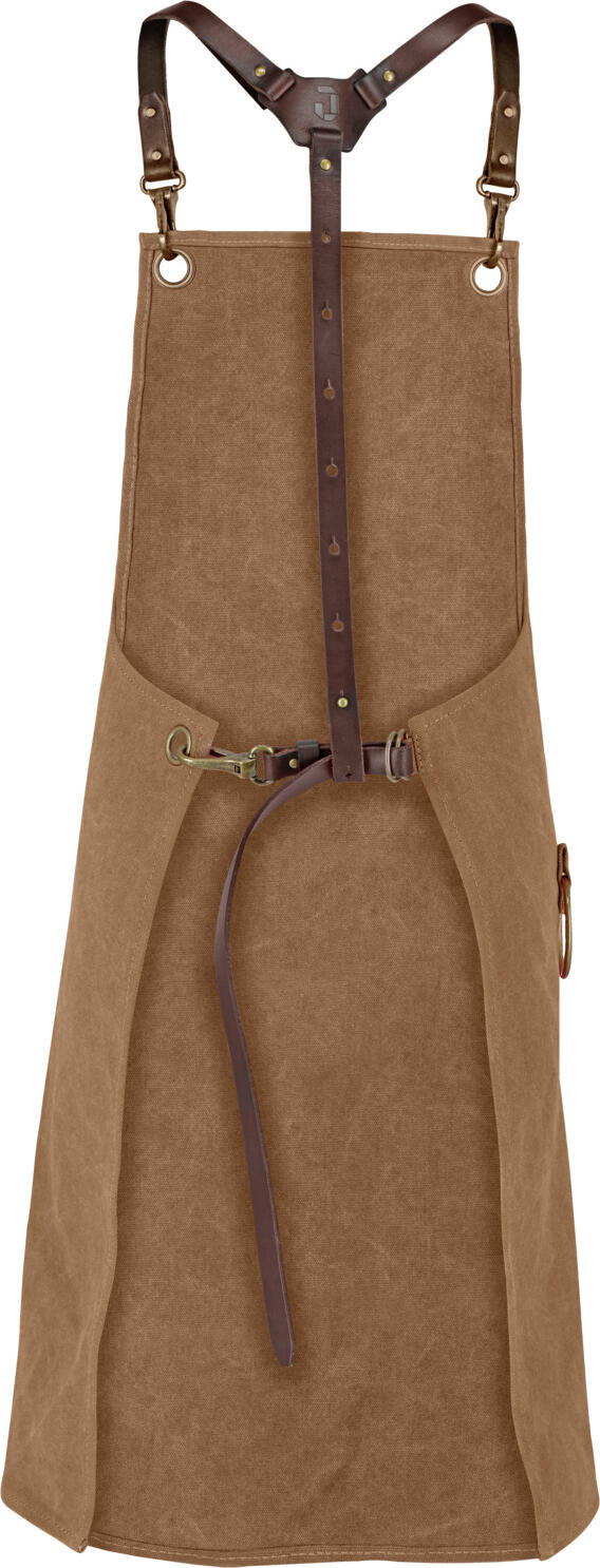 Scurt Jobeline Canvas Model Bib Canvas 88 si Half Apron 50x65, Sand, 88 x 80 cm, 65% Poliester 35% Bumbac, 505 g/m², Chingi Piele, Buzunare Mari, Suport Stilou