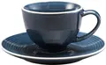 PULSIVA Spirit Coffee Saucer, 15 cm Round Blue Colored Stoneware with Spiral Design, Dishwasher and Microwave Safe