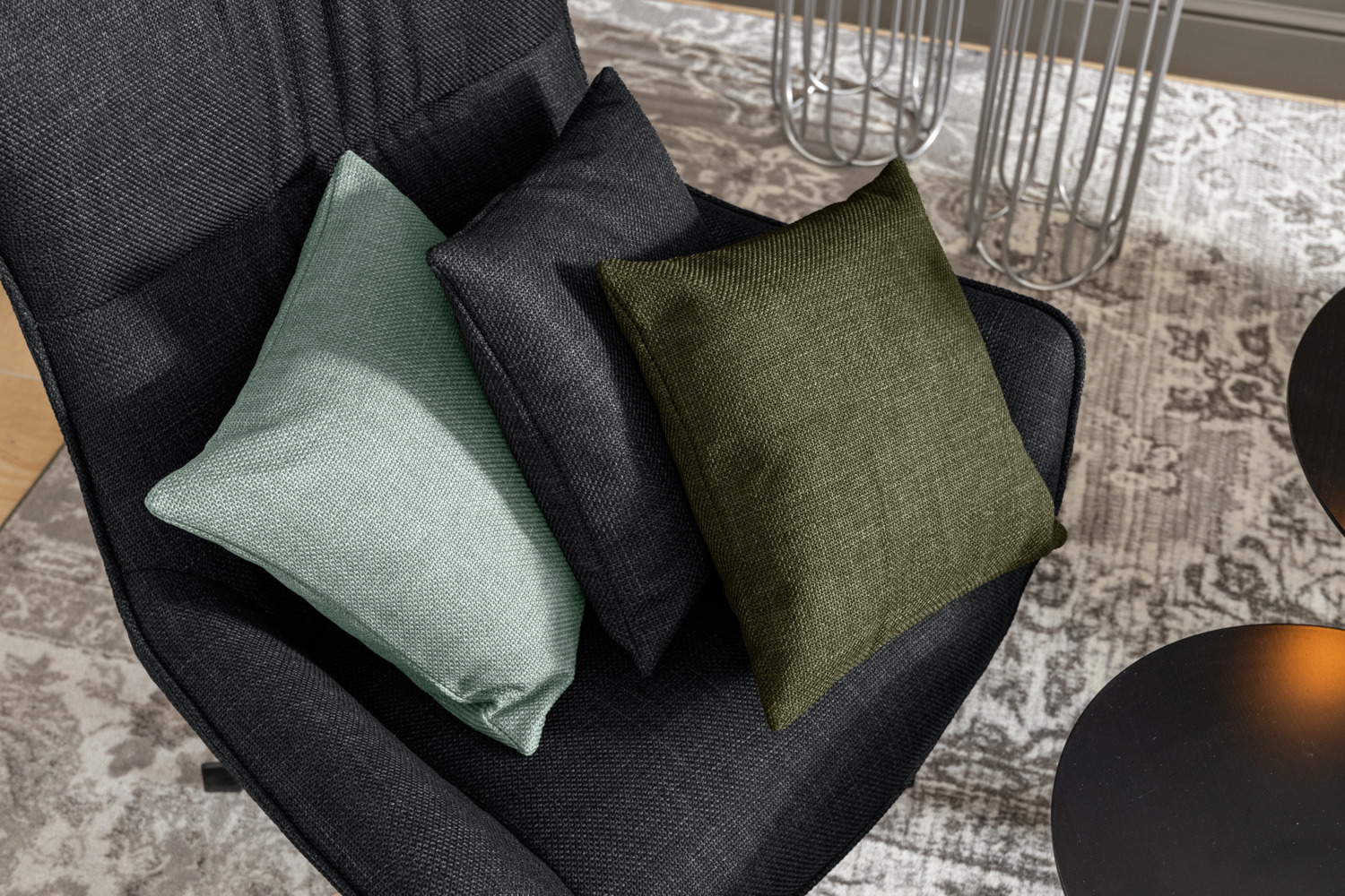 VEGA Elvar Decorative Cushion Cover, Greyish blue, 40x40 cm Square, 100% Polyester Hard-wearing Fabric, Zipper Closure, Compatible with Elvar Wing Chair