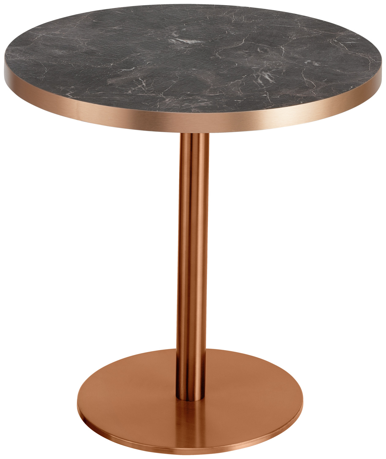 VEGA LUSINI Solutions GmbH Side table Marvani table base stainless steel copper Beistelltisch Marvani Tischgestell Edelstahl kupfer Side table Marvani table base stainless steel copper; 46.5x50 cm (HxØ); Table top copper/marbled/black, base copper; round Beistelltisch Marvani Tischgestell Edelstahl kupfer; 46.5x50 cm (HxØ); Platte kupfer/marmoriert/schwarz, Gestell kupfer; rund Side table with table base in stainless steel, copper lacquered. Table top in marble look with gold brushed aluminium edges (2 mm). Supplied disassembled, including fixing material for the table base. Suitable for indoor use only. Beistelltisch mit Tischsäule in Edelstahl, kupfer lackiert. Tischplatte in Marmoroptik mit gold gebürsteten Aluminiumkanten (2 mm). Wird zerlegt geliefert, inklusive Befestigungsmaterial bei der Tischsäule. Nur für den Innenbereich geeignet.