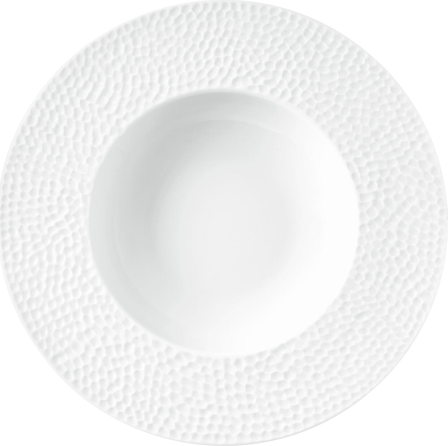 VEGA Pike Flat Dinner Plate, 23 cm, White Porcelain with Hammered Relief Design, Dishwasher and Microwave Safe, Round