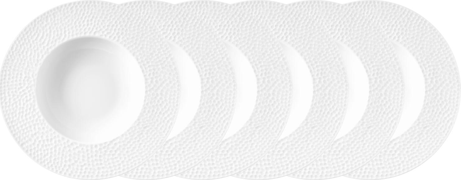 VEGA Pike Flat Dinner Plate, 23 cm, White Porcelain with Hammered Relief Design, Dishwasher and Microwave Safe, Round