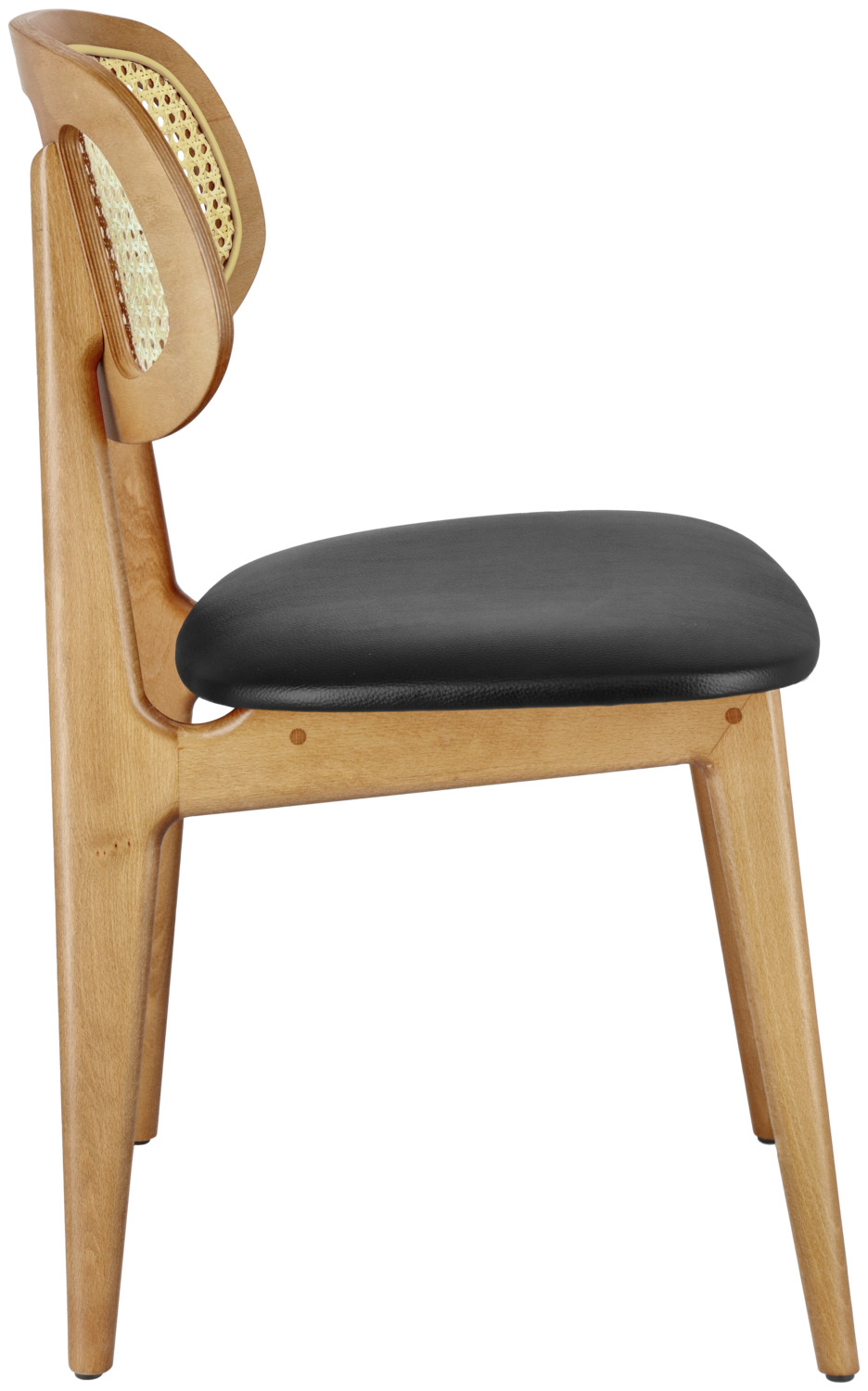 VEGA Vindo Viennese Wickerwork Chair, Lacquered Beech Wood Frame, Imitation Leather Seat, Vienna Weave Backrest, 45x51x83 cm