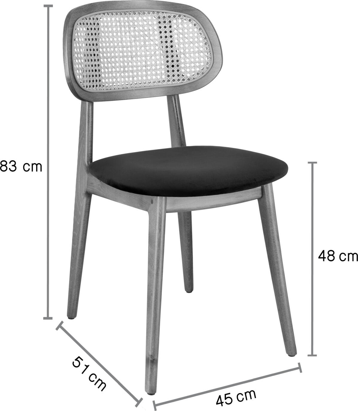 VEGA Vindo Viennese Wickerwork Chair, Lacquered Beech Wood Frame, Imitation Leather Seat, Vienna Weave Backrest, 45x51x83 cm