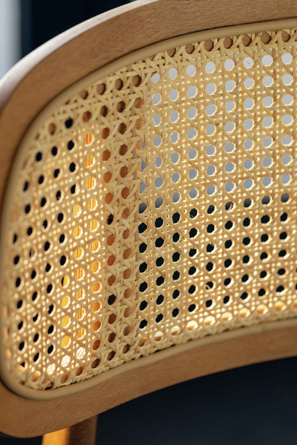 VEGA Vindo Viennese Wickerwork Chair, Lacquered Beech Wood Frame, Imitation Leather Seat, Vienna Weave Backrest, 45x51x83 cm